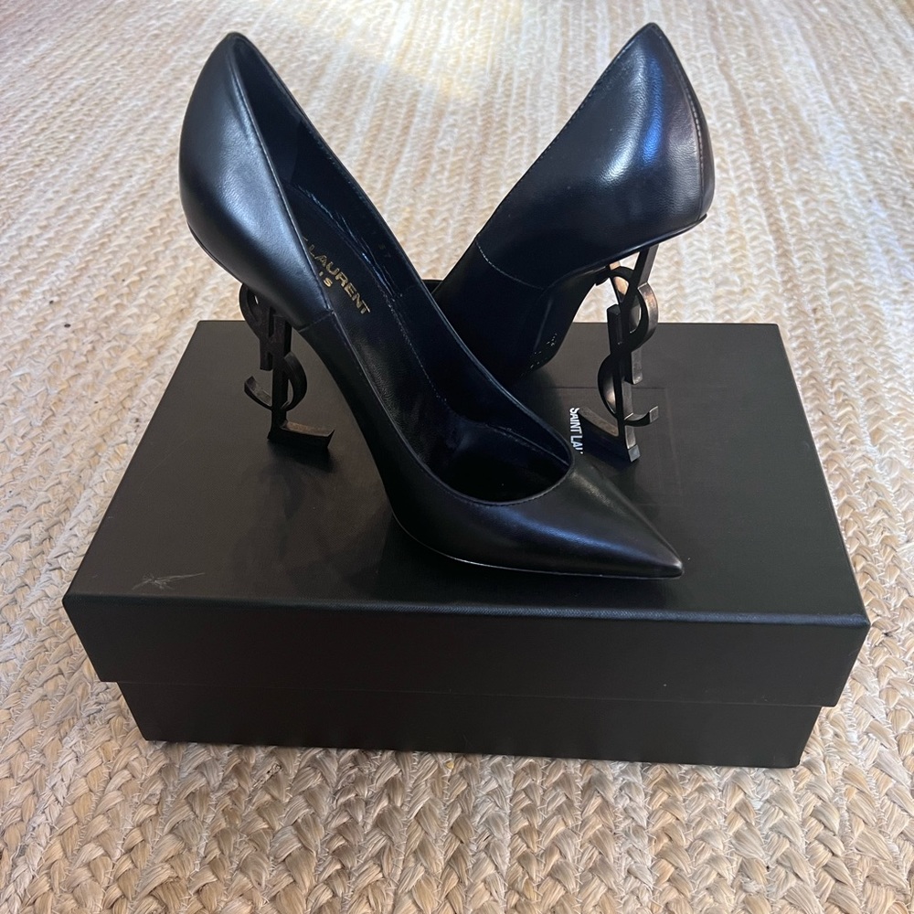 Yves Saint Laurent Black Logo Heel (Opyum 110 YSL Heel- Nero)